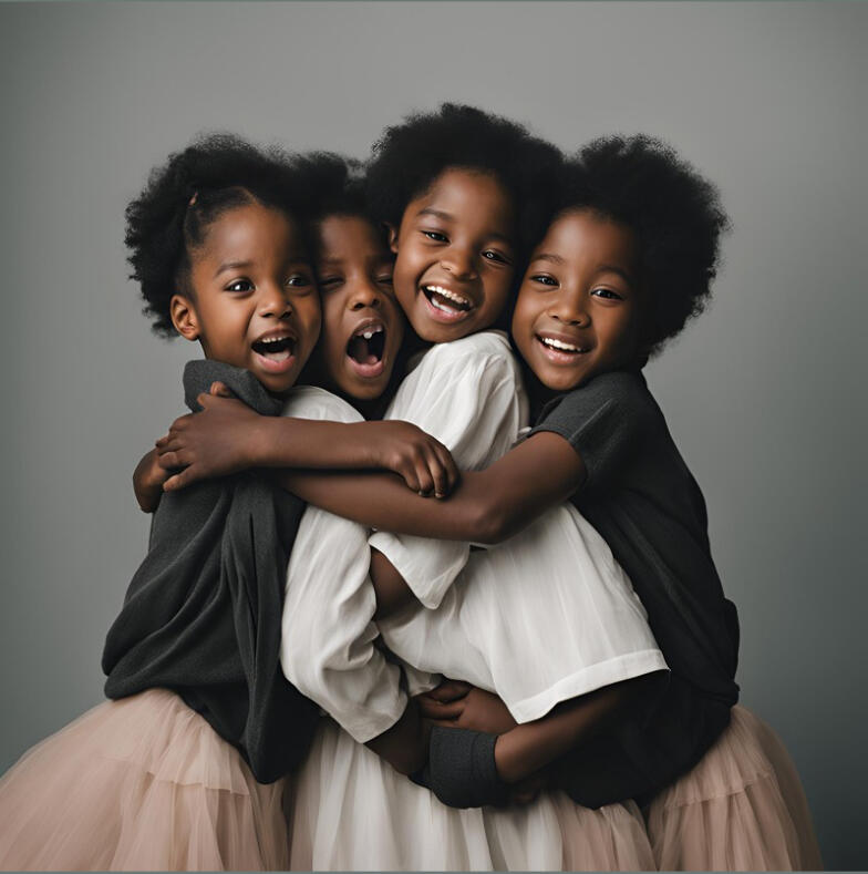 Black children hugging